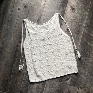 Gap white knit tassel sweater tank s